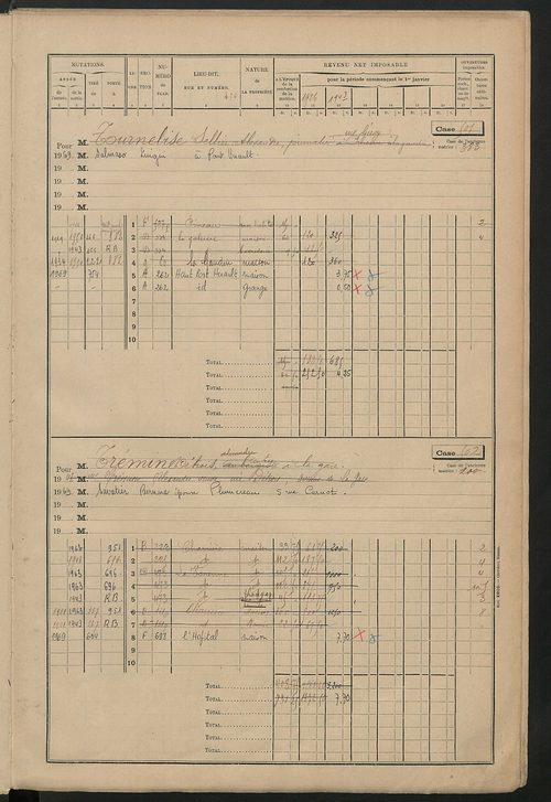 Matrice des propriétés bâties, cases 473 à 1023.