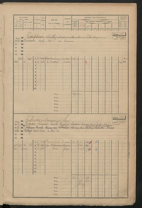 Matrice des propriétés bâties, cases 473 à 1023.