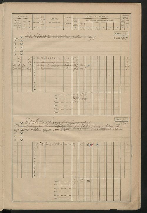 Matrice des propriétés bâties, cases 473 à 1023.