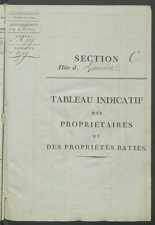 Tableau indicatif des propriétaires et des propriétés bâties.