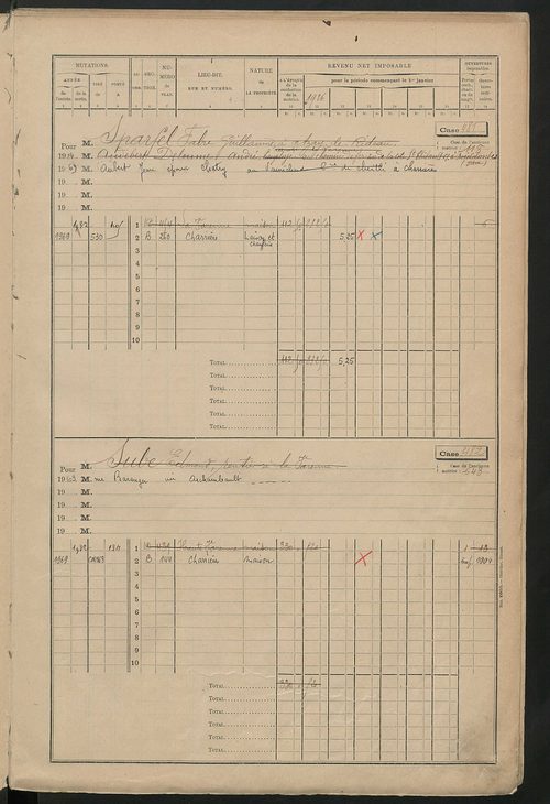 Matrice des propriétés bâties, cases 473 à 1023.