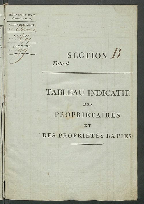 Tableau indicatif des propriétaires et des propriétés bâties.