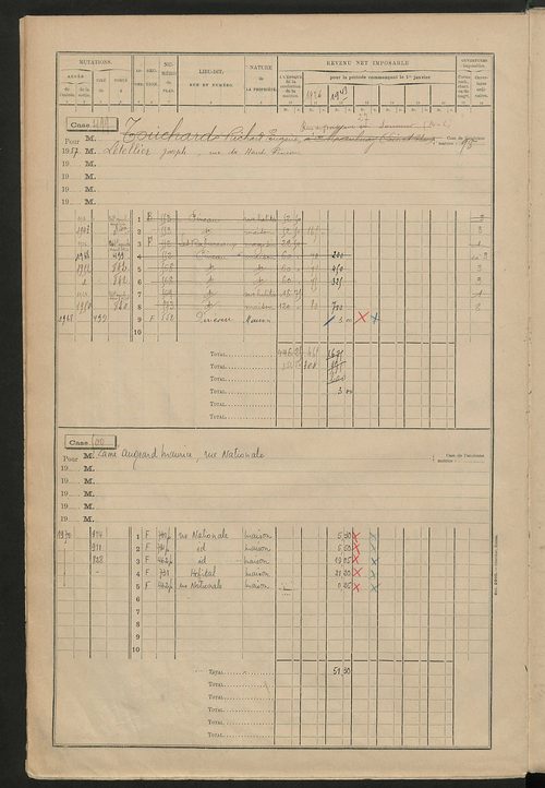 Matrice des propriétés bâties, cases 473 à 1023.