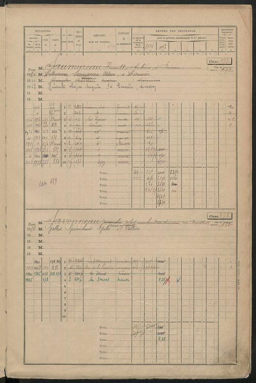 Matrice des propriétés bâties, cases 473 à 1023.