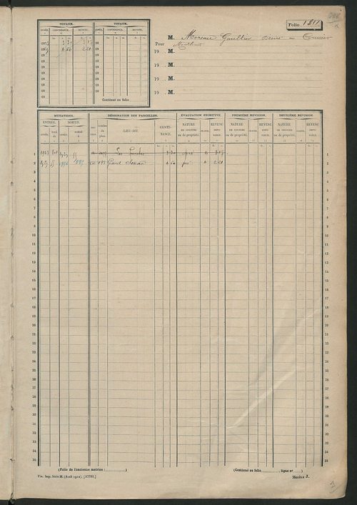 Matrice des propriétés non bâties, fol. 1797 à 2292.