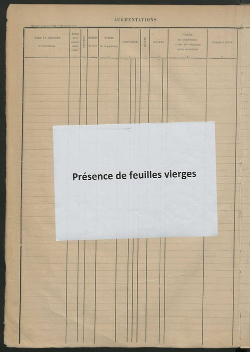 Augmentations et diminutions, 1906-1913 ; matrice des propriétés foncières, fol. 2189 à 2588.