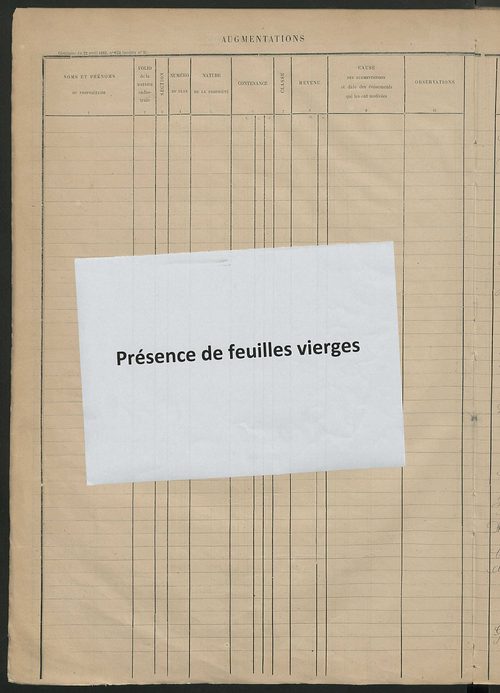 Augmentations et diminutions, 1906-1913 ; matrice des propriétés foncières, fol. 2189 à 2588.
