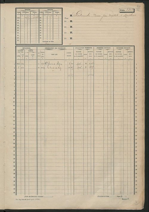 Matrice des propriétés non bâties, fol. 1797 à 2292.