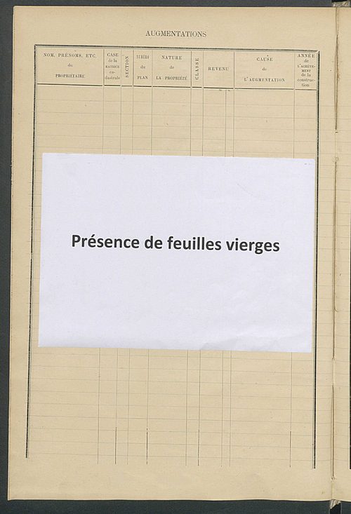 Matrice des propriétés bâties ; augmentations et diminutions, 1883-1891 ; séparation des revenus cadastraux afférents, pour l'année 1882, aux propriétés bâties et non bâties (état-balance) ; table alphabétique des propriétaires.
