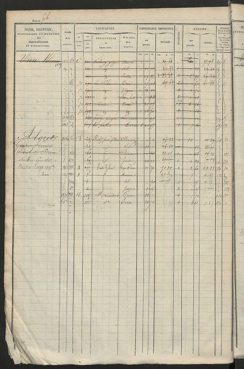 Matrice des propriétés foncières, fol. 501 à 1000 ; récapitulation des contenances et des revenus de la matrice cadastrale, 1828 ; table alphabétique des propriétaires.