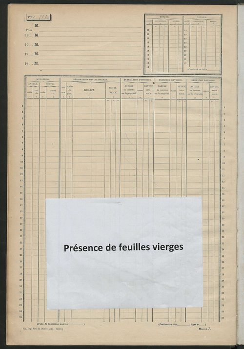 Matrice des propriétés non bâties, fol. 493 à 732.