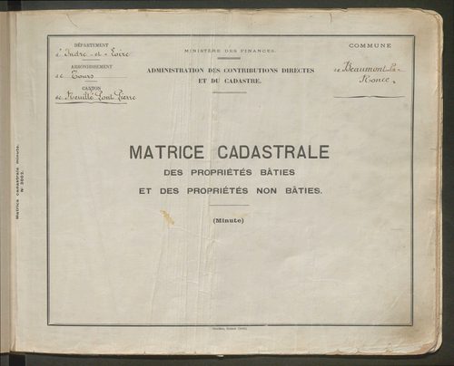 Table des comptes de la matrice. Comptes actifs personnes morales et A - F.