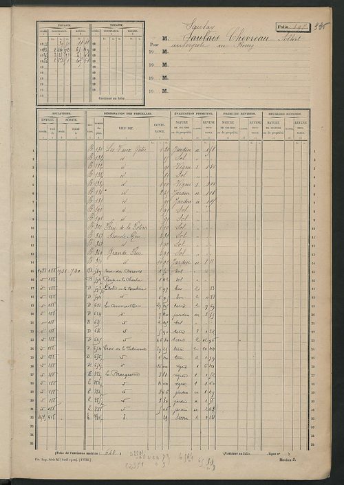 Matrice des propriétés non bâties, fol. 493 à 732.