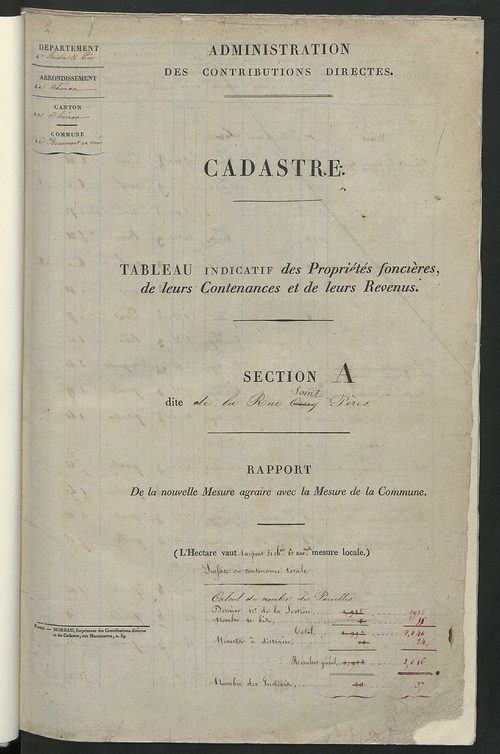 Etats de sections.