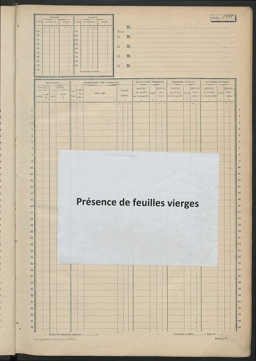 Matrice des propriétés non bâties, fol. 1201 à 1694.