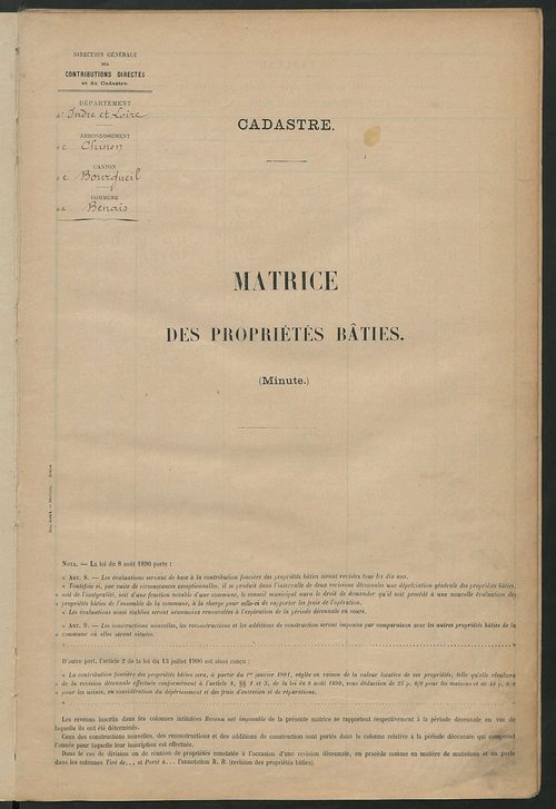 Matrice des propriétés bâties ; récapitulation ; table alphabétique des propriétaires.