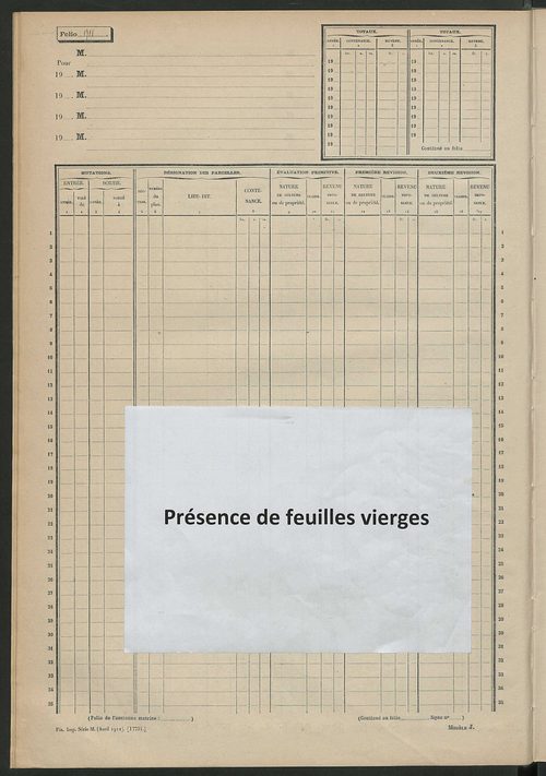 Matrice des propriétés non bâties, fol. 1695 à 1988.
