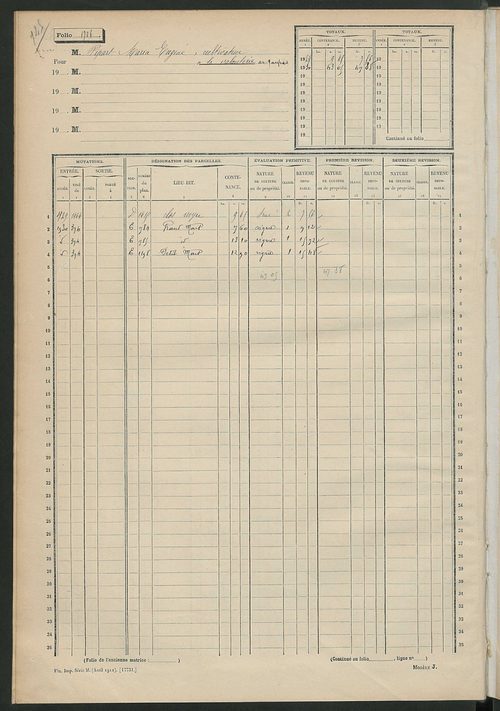 Matrice des propriétés non bâties, fol. 1695 à 1988.