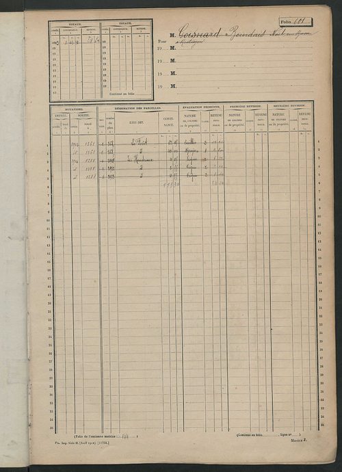 Matrice des propriétés non bâties, fol. 601 à 1200.