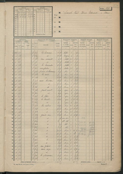 Matrice des propriétés non bâties, fol. 1695 à 1988.