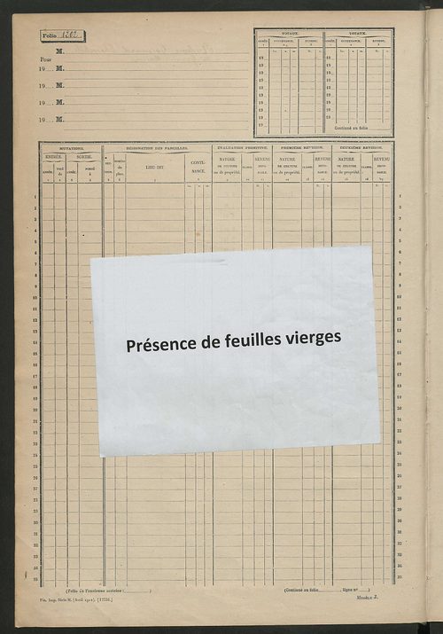 Matrice des propriétés non bâties, fol. 1201 à 1694.