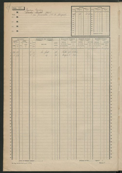 Matrice des propriétés non bâties, fol. 1695 à 1988.