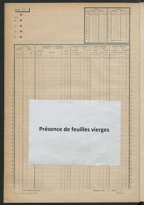 Matrice des propriétés non bâties, fol. 1695 à 1988.