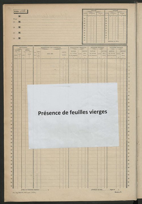 Matrice des propriétés non bâties, fol. 1201 à 1694.