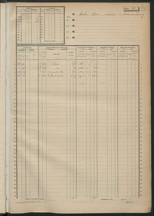 Matrice des propriétés non bâties, fol. 1695 à 1988.