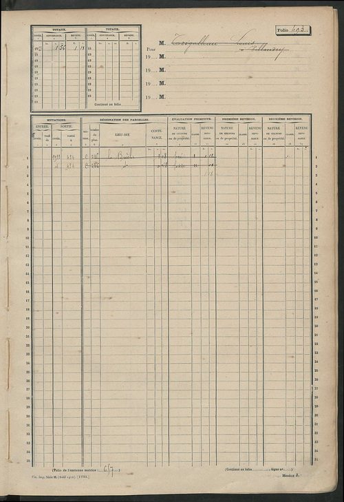 Matrice des propriétés non bâties, fol. 489 à 664.