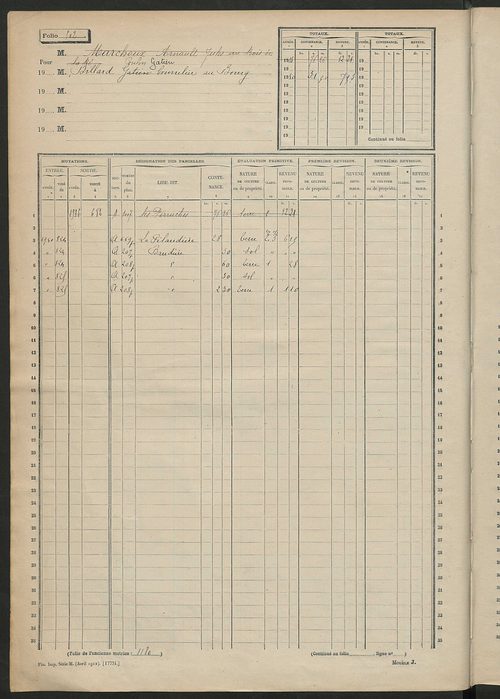 Matrice des propriétés non bâties, fol. 501 à 1000.