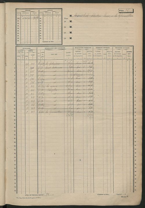Matrice des propriétés non bâties, fol. 501 à 1000.
