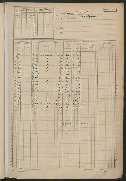 Matrice des propriétés non bâties, fol. 501 à 1000.