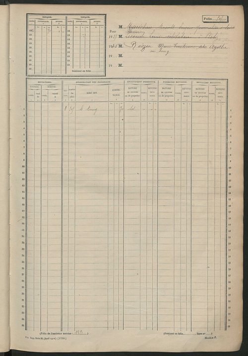 Matrice des propriétés non bâties, fol. 501 à 1000.