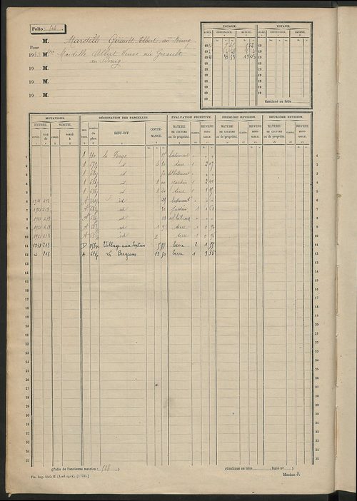 Matrice des propriétés non bâties, fol. 501 à 1000.