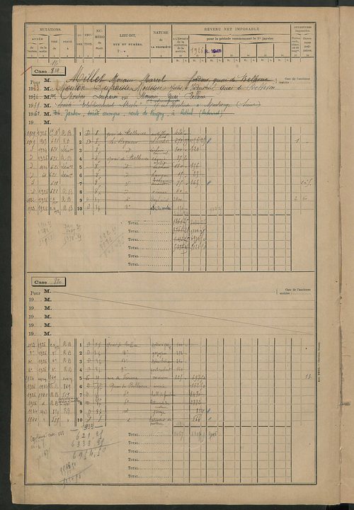 Matrice des propriétés bâties, cases 801 à 1587.