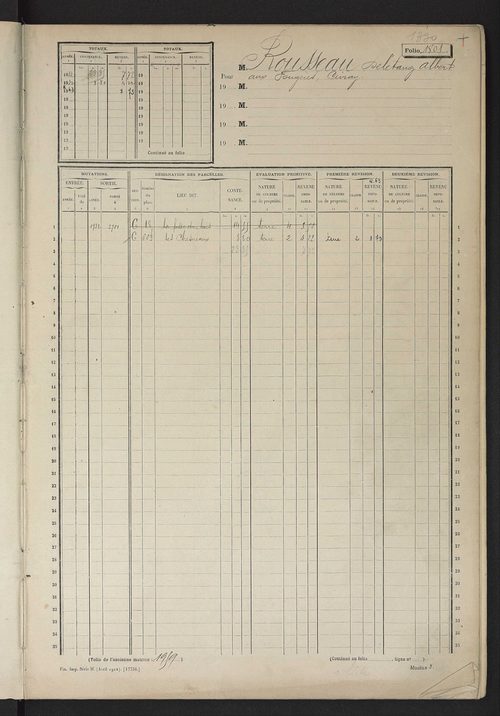 Matrice des propriétés non bâties, fol. 1801 à 2400.