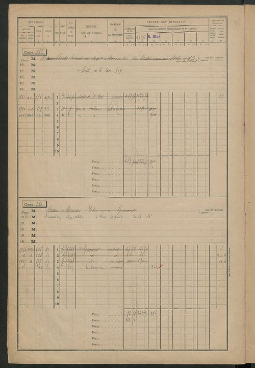 Matrice des propriétés bâties, cases 801 à 1587.