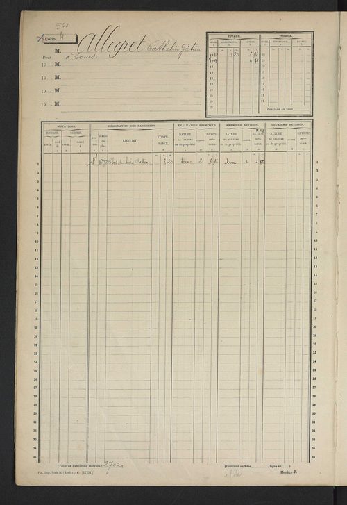Matrice des propriétés non bâties, fol. 1 à 600.