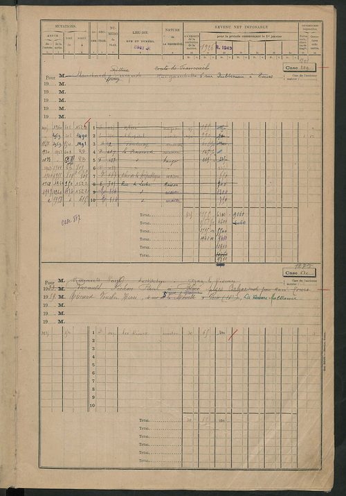 Matrice des propriétés bâties, cases 801 à 1587.