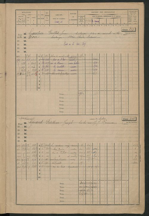 Matrice des propriétés bâties, cases 801 à 1587.