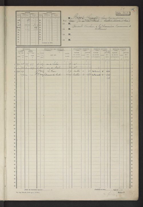 Matrice des propriétés non bâties, fol. 2401 à 2900.