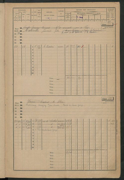 Matrice des propriétés bâties, cases 801 à 1587.