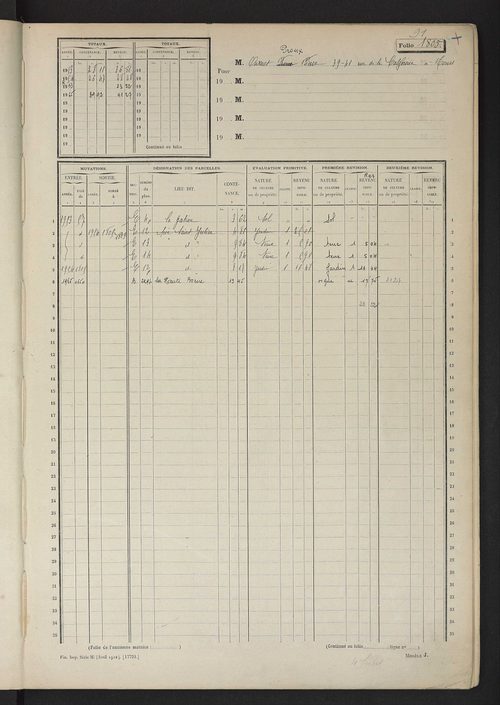 Matrice des propriétés non bâties, fol. 1801 à 2400.