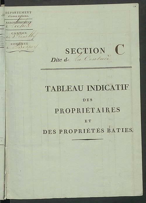 Tableau indicatif des propriétaires et des propriétés bâties.
