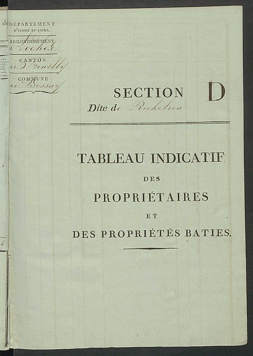 Tableau indicatif des propriétaires et des propriétés bâties.