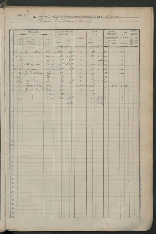 Matrice des propriétés foncières, fol. 1919 à 2318.