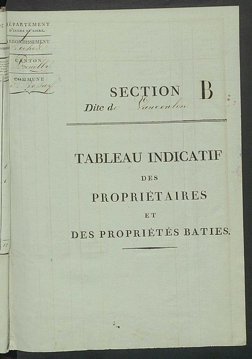 Tableau indicatif des propriétaires et des propriétés bâties.