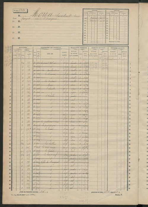 Matrice des propriétés non bâties, fol. 1201 à 1800.