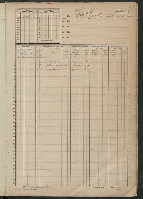 Matrice des propriétés non bâties, fol. 601 à 1200.